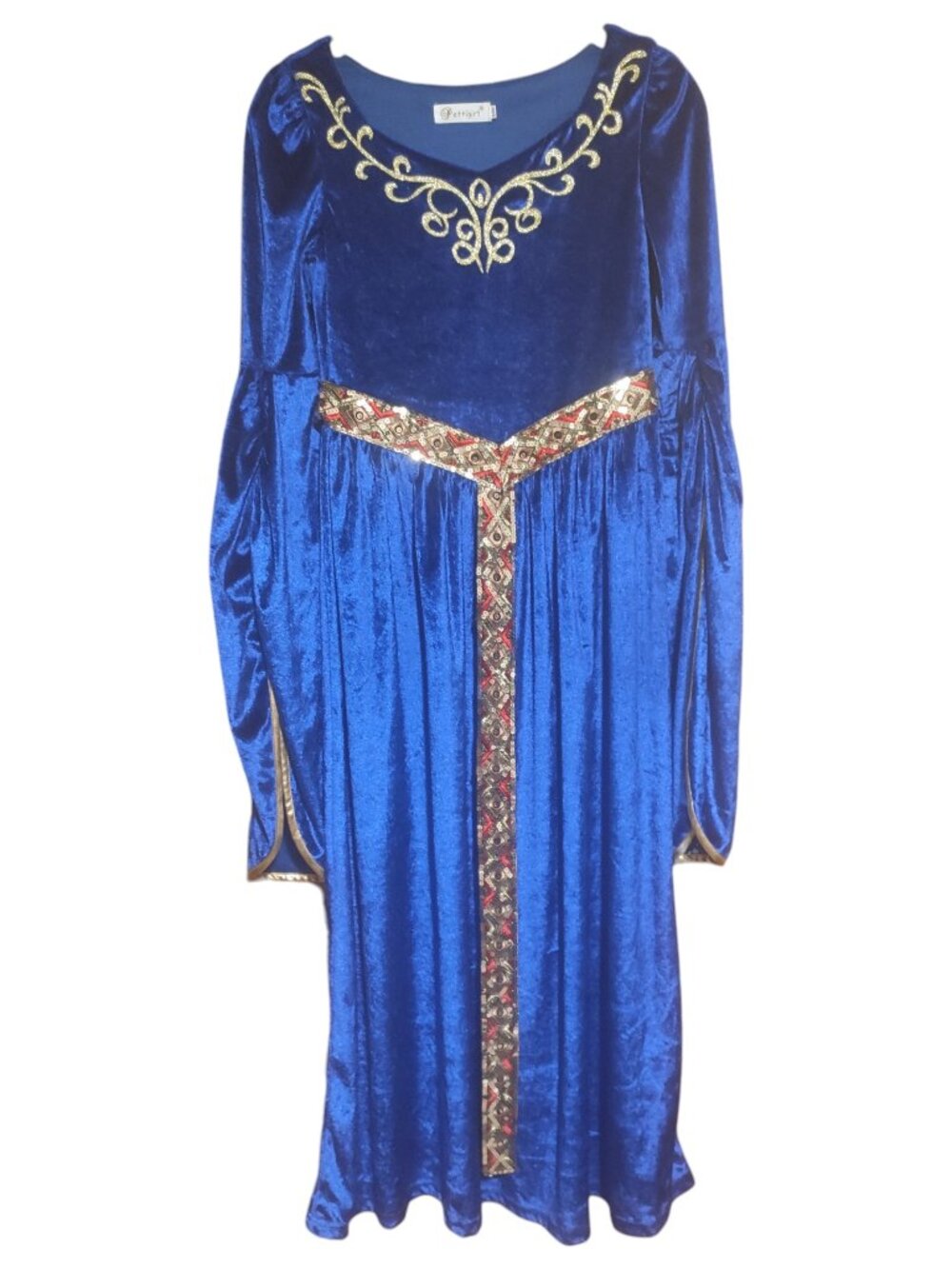 Blue Renaissance Dress Costume with Gold and Red Details Girls Size Medium